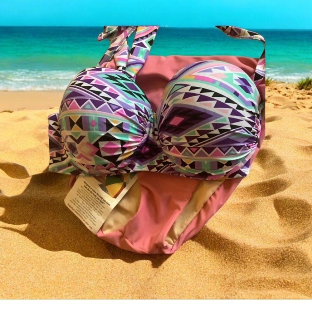 Newport News /Coral bikini pink bottom (18) NWT Top is 1X C-D cup coordi…box 500